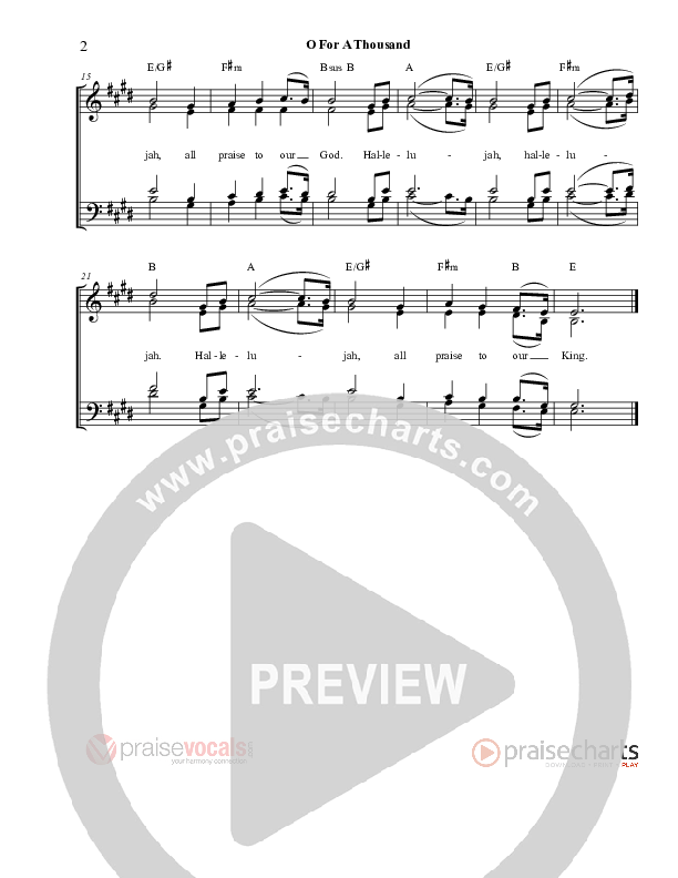 O For A Thousand Lead Sheet (PraiseVocals)