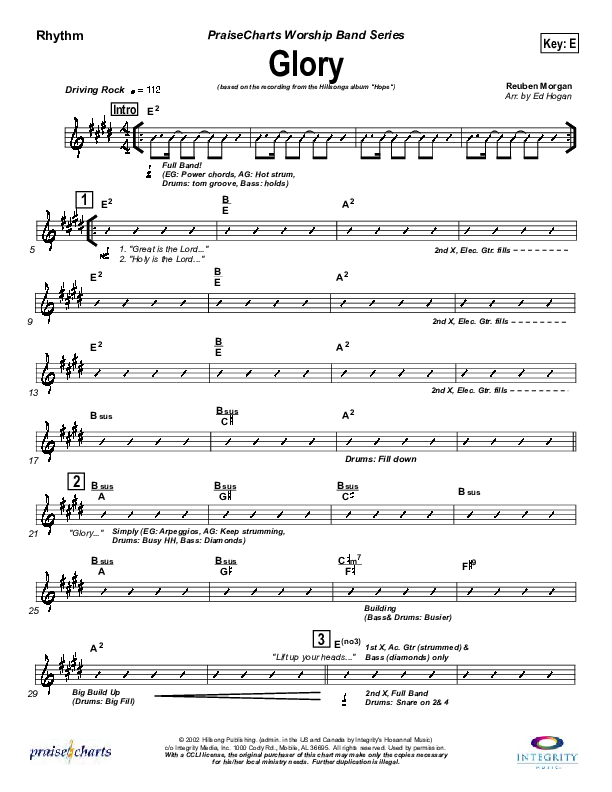 Glory Rhythm Chart (Hillsong Worship)