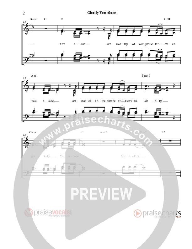 Glorify You Alone Lead Sheet (PraiseVocals)