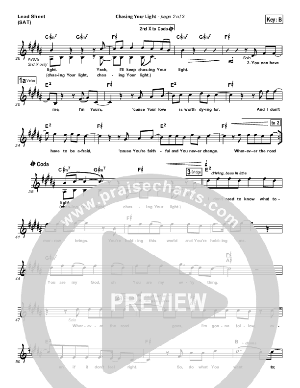 Chasing Your Light Lead Sheet (Patrick Ryan Clark)