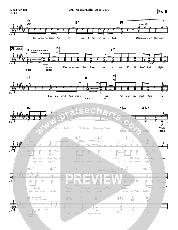 Chasing Your Light Lead Sheet (Patrick Ryan Clark)