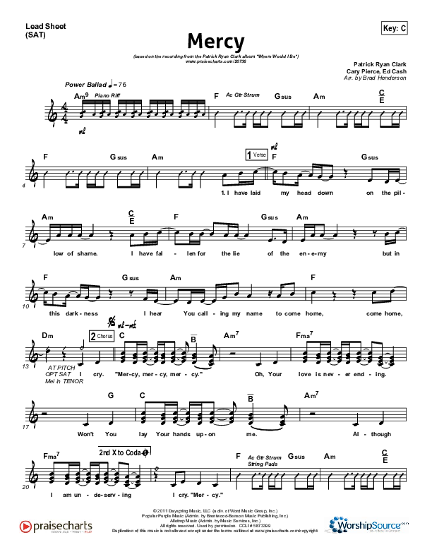 Mercy Lead Sheet (Patrick Ryan Clark)