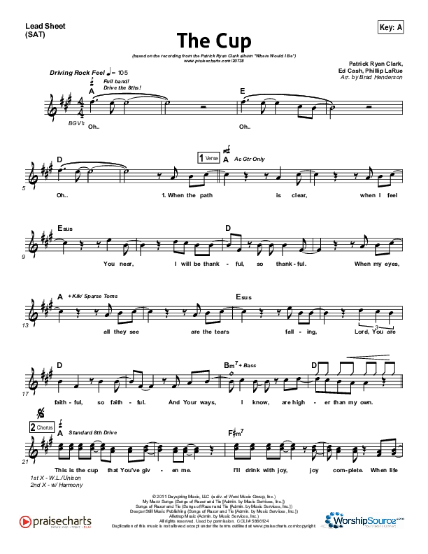 The Cup Lead Sheet (Patrick Ryan Clark)