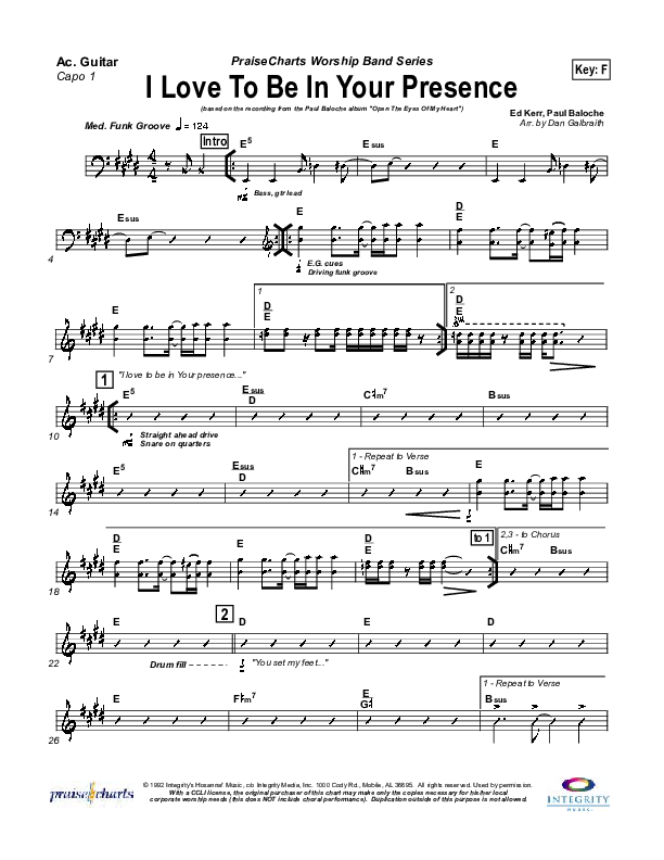 I Love To Be In Your Presence Acoustic Guitar (Paul Baloche)