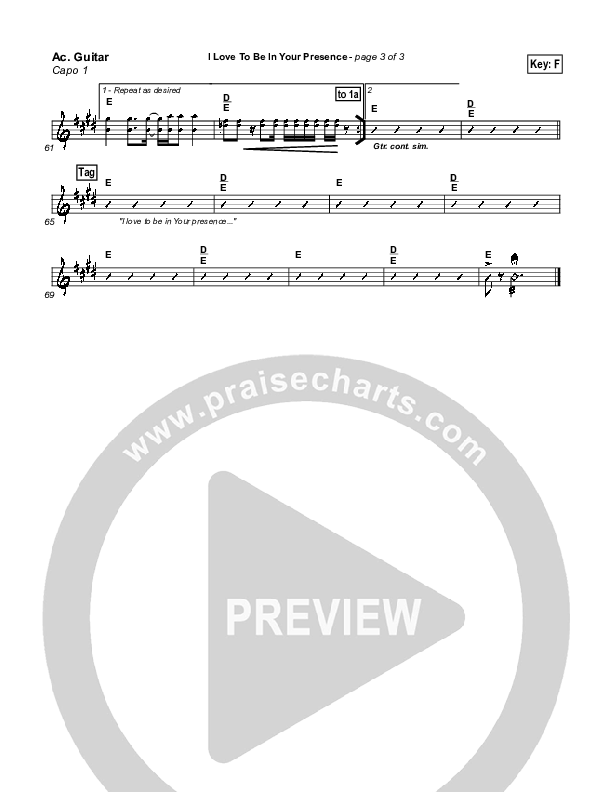 I Love To Be In Your Presence Acoustic Guitar (Paul Baloche)