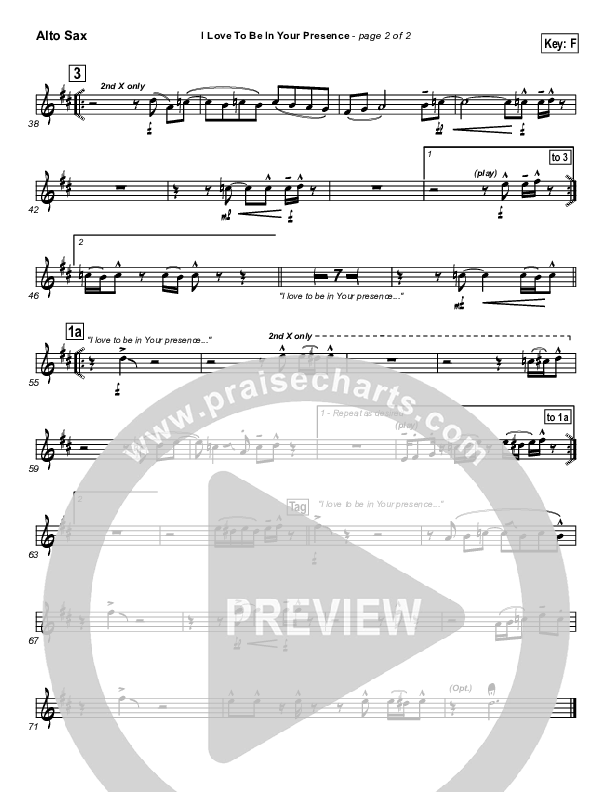 I Love To Be In Your Presence Alto Sax (Paul Baloche)