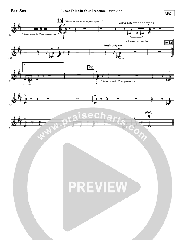 I Love To Be In Your Presence Bari Sax (Paul Baloche)