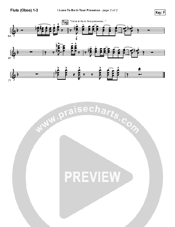 I Love To Be In Your Presence Flute/Oboe 1/2/3 (Paul Baloche)