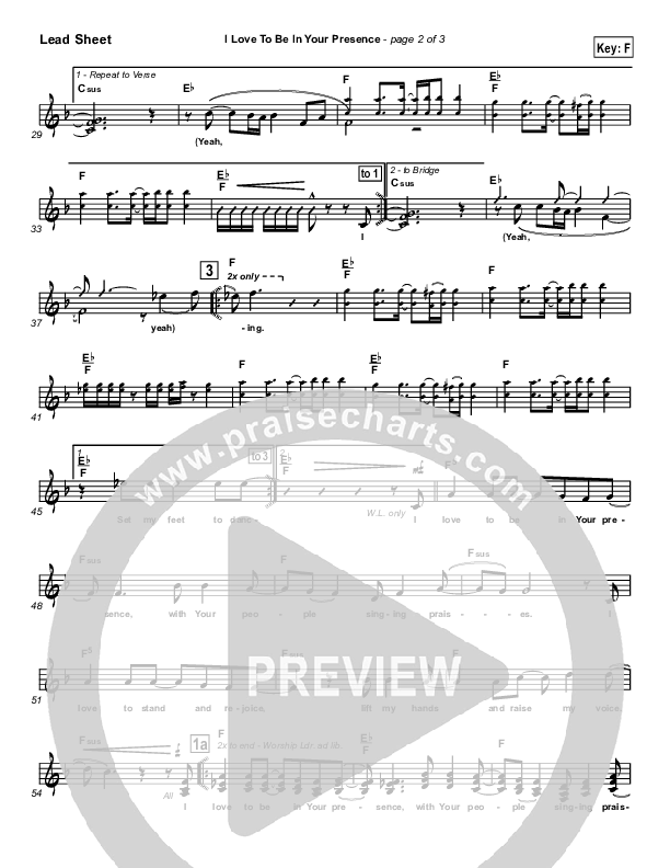 I Love To Be In Your Presence Lead Sheet (SAT) (Paul Baloche)