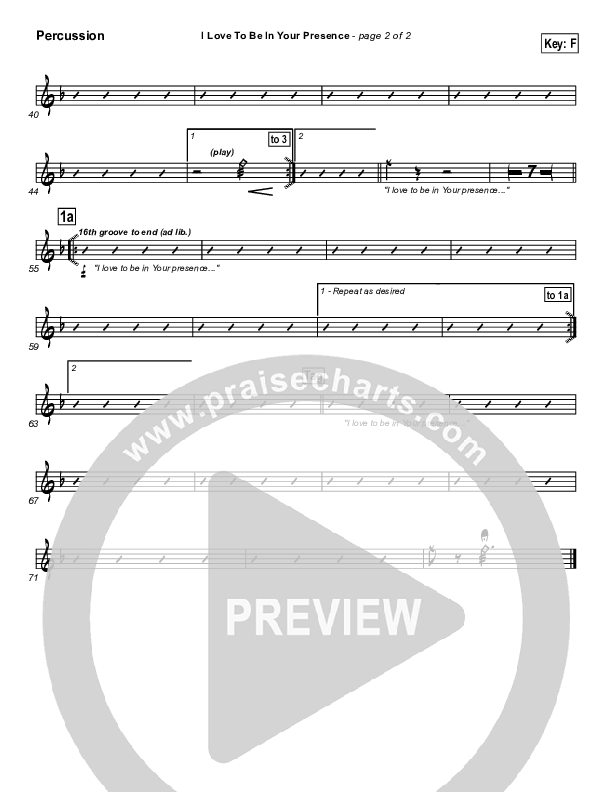 I Love To Be In Your Presence Percussion (Paul Baloche)