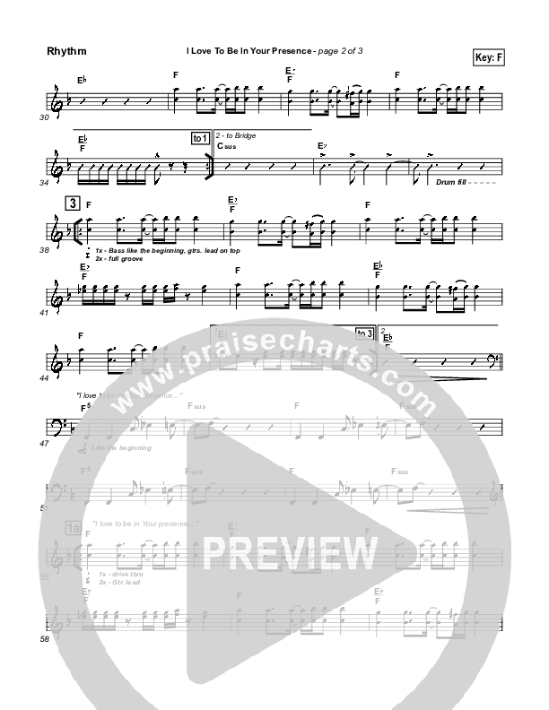 I Love To Be In Your Presence Rhythm Chart (Paul Baloche)