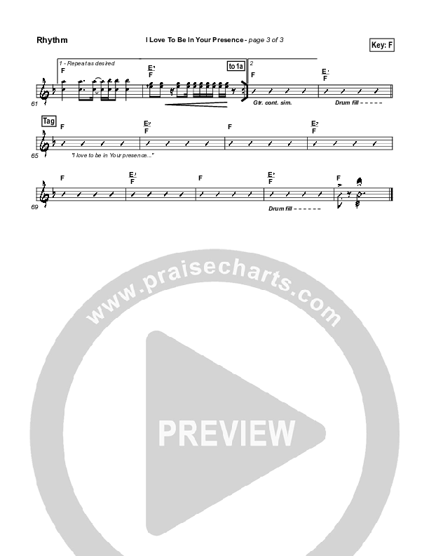 I Love To Be In Your Presence Rhythm Chart (Paul Baloche)