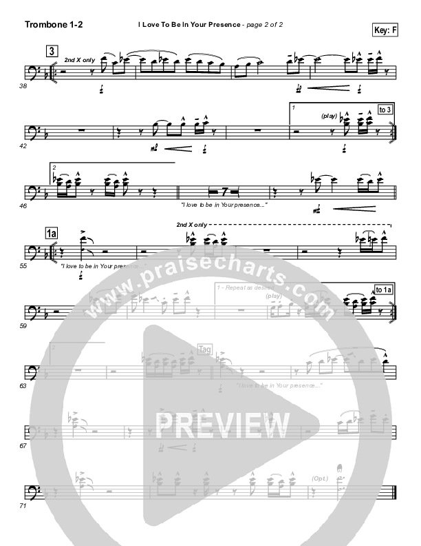 I Love To Be In Your Presence Trombone 1/2 (Paul Baloche)