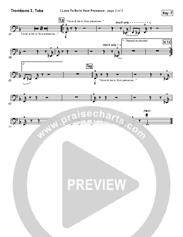 I Love To Be In Your Presence Trombone 3 (Paul Baloche)