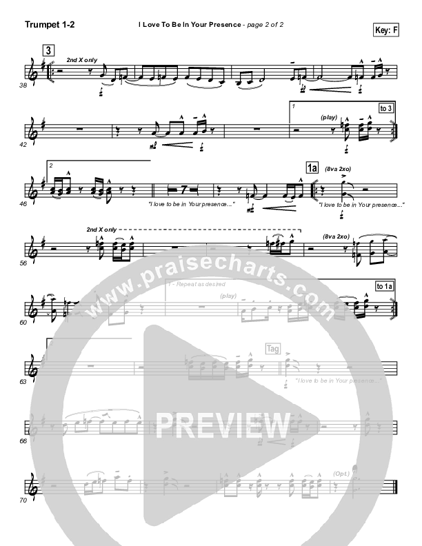 I Love To Be In Your Presence Trumpet 1,2 (Paul Baloche)