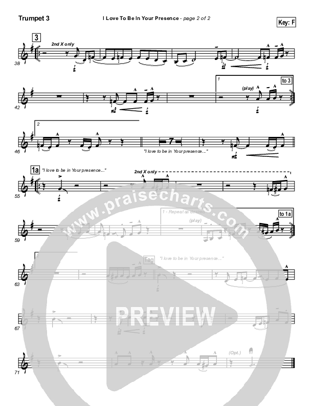 I Love To Be In Your Presence Trumpet 3 (Paul Baloche)