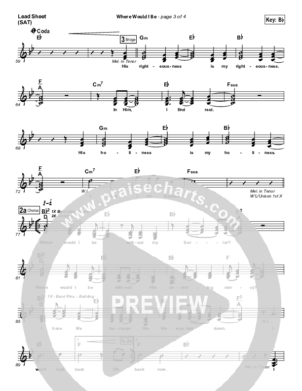 Where Would I Be Lead Sheet (SAT) (Patrick Ryan Clark)