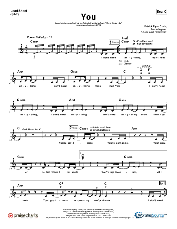 You  Lead Sheet (SAT) (Patrick Ryan Clark)