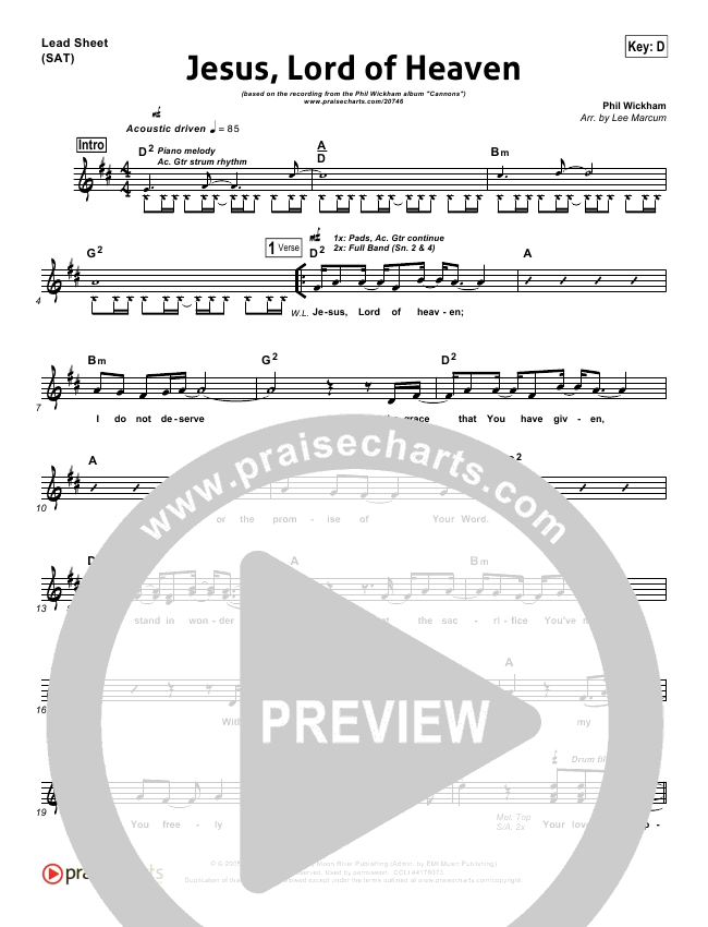 Jesus Lord Of Heaven Sheet Music PDF (Phil Wickham) PraiseCharts