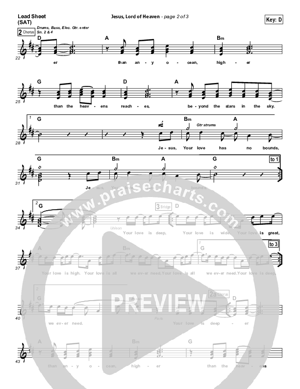 Jesus Lord Of Heaven Lead Sheet (Phil Wickham)