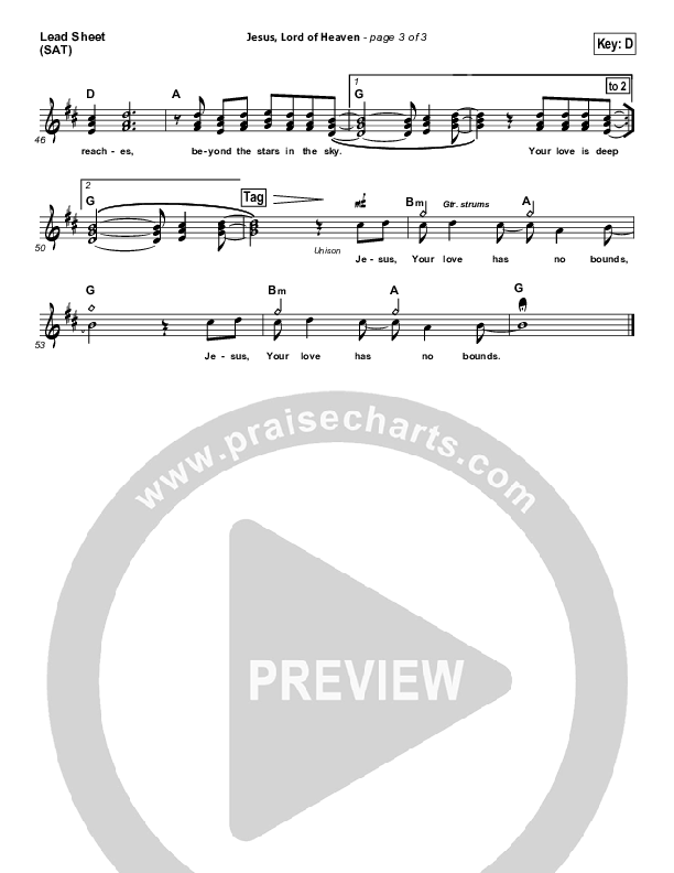Jesus Lord Of Heaven Lead Sheet (Phil Wickham)