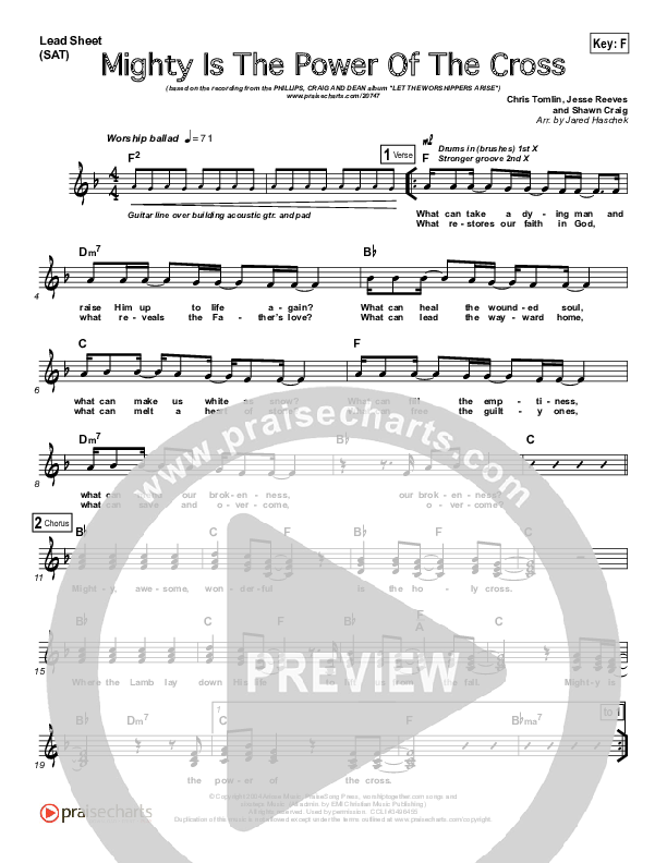 Mighty Is The Power Of The Cross Lead (SAT) (Phillips Craig & Dean)