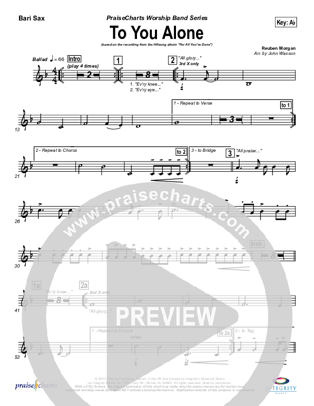 To You Alone Bari Sax (Hillsong Worship)