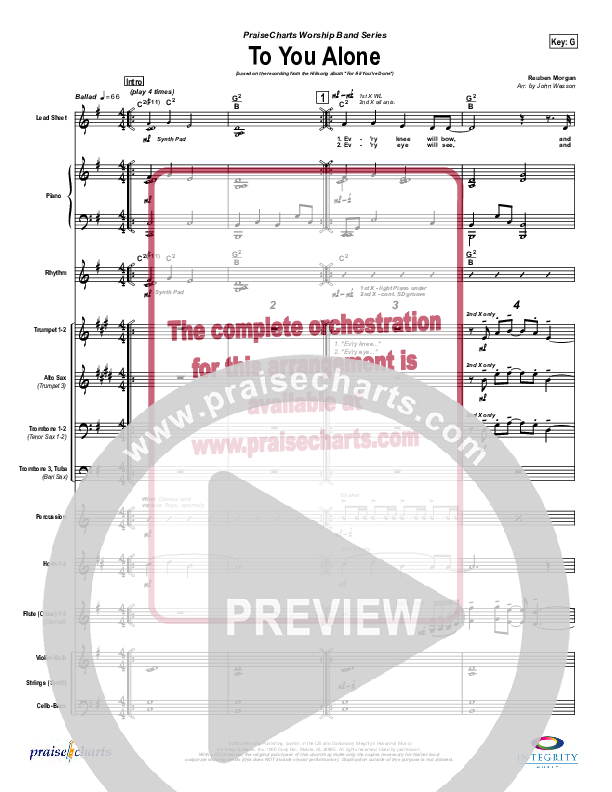 To You Alone Conductor's Score (Hillsong Worship)