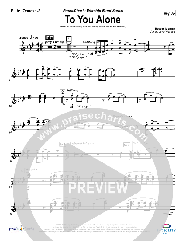 To You Alone Flute/Oboe 1/2/3 (Hillsong Worship)