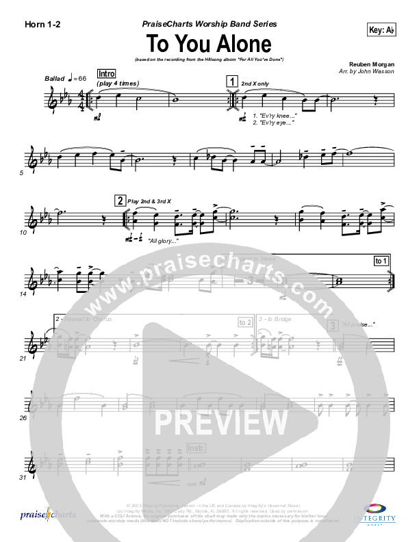 To You Alone Brass Pack (Hillsong Worship)