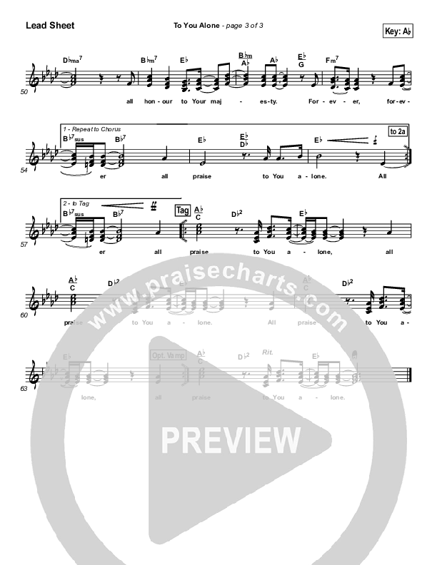 To You Alone Lead Sheet (SAT) (Hillsong Worship)