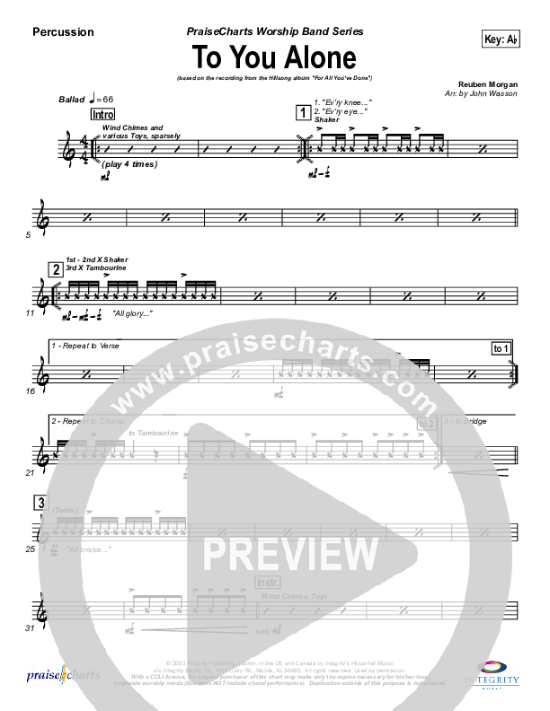 To You Alone Percussion (Hillsong Worship)