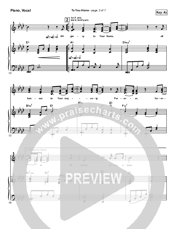 To You Alone Piano/Vocal Pack (Hillsong Worship)