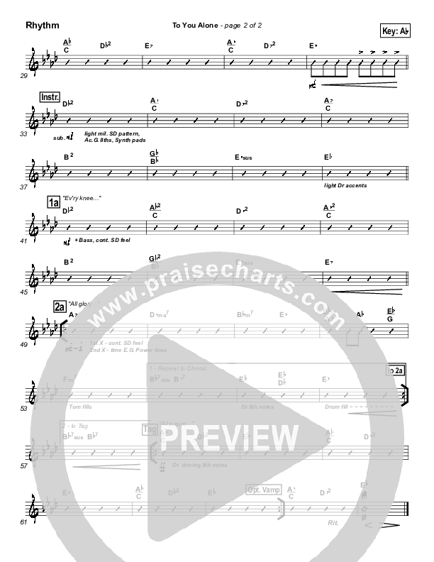 To You Alone Rhythm Chart (Hillsong Worship)