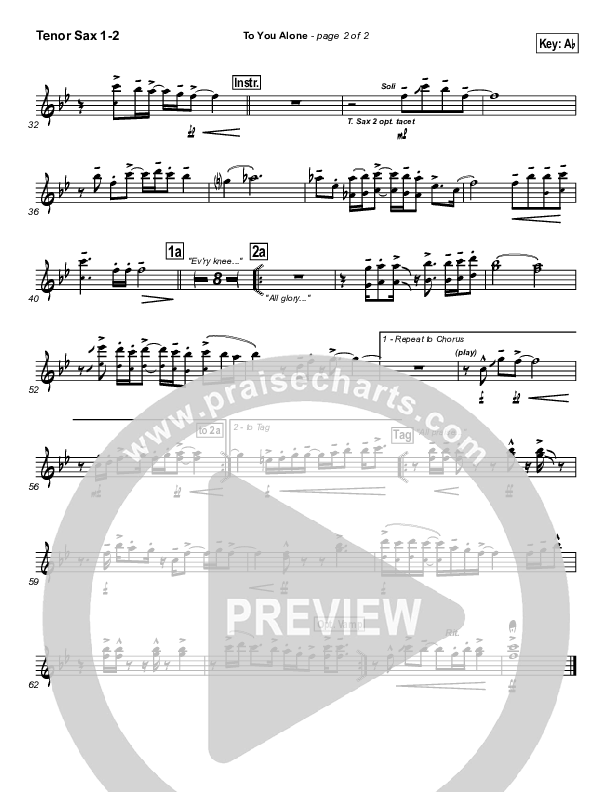 To You Alone Tenor Sax 1/2 (Hillsong Worship)