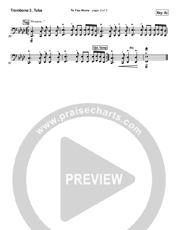 To You Alone Trombone 3/Tuba (Hillsong Worship)