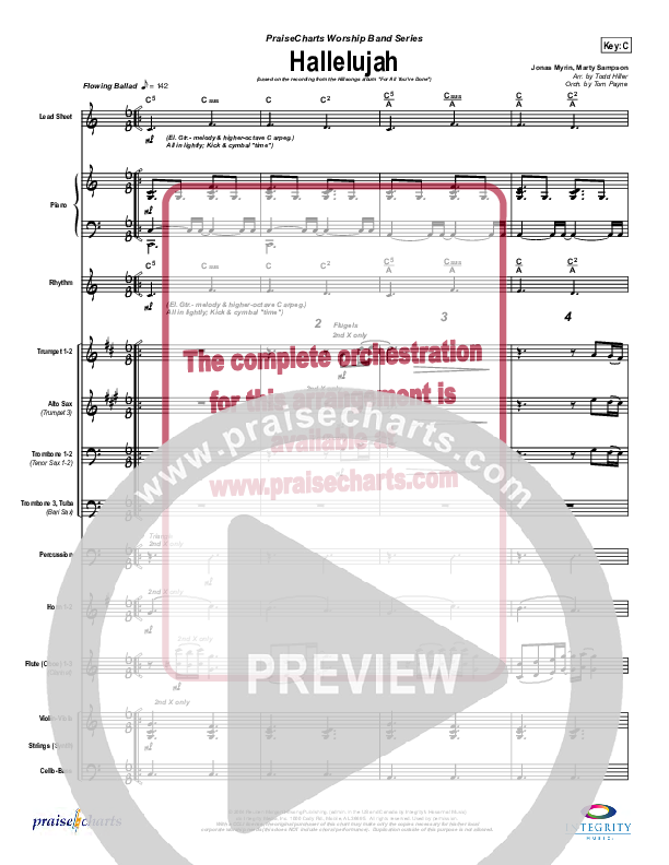 Hallelujah Conductor's Score (Hillsong Worship)