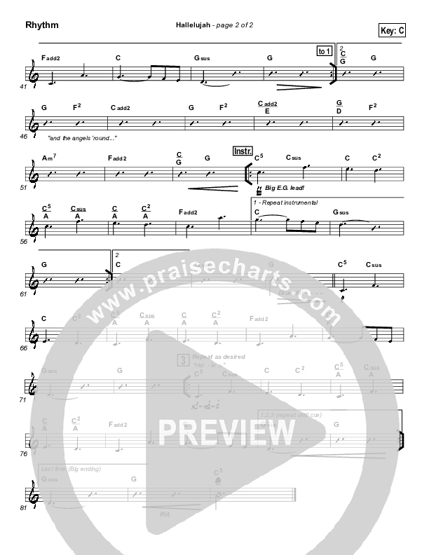 Hallelujah Rhythm Chart (Hillsong Worship)