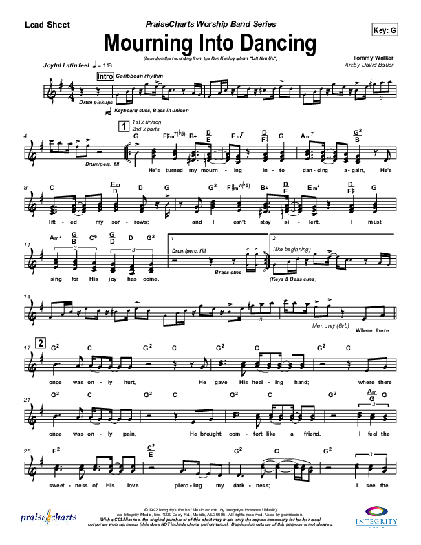 Mourning Into Dancing Lead Sheet (Tommy Walker)