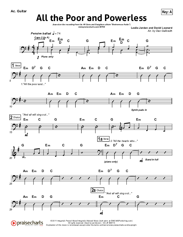 All The Poor And Powerless Acoustic Guitar (All Sons & Daughters)