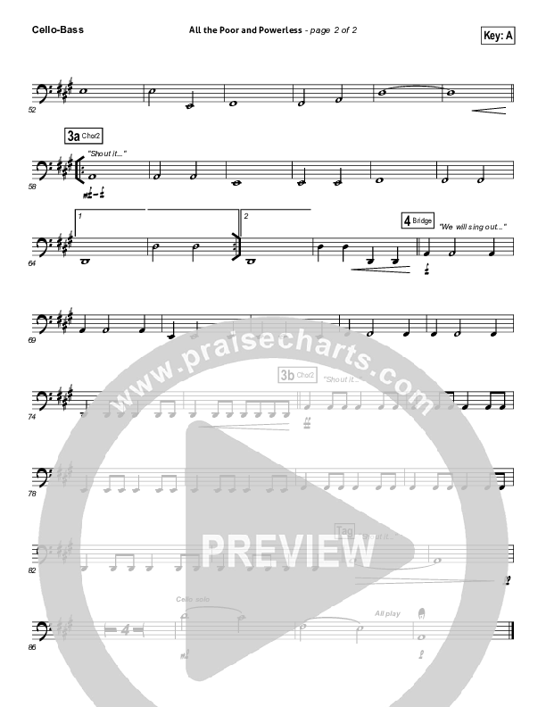 All The Poor And Powerless Cello/Bass (All Sons & Daughters)