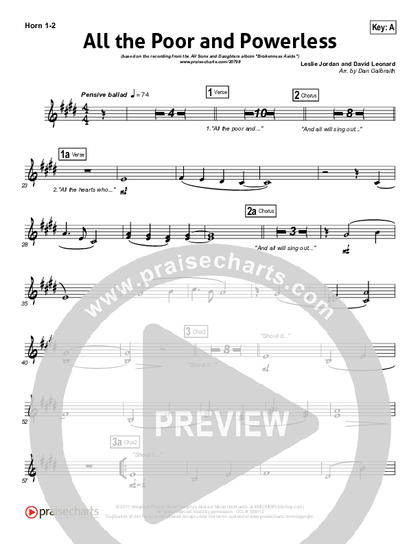 All The Poor And Powerless French Horn 1/2 (All Sons & Daughters)