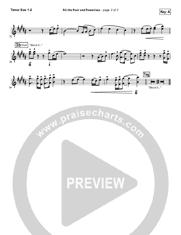 All The Poor And Powerless Tenor Sax 1/2 (All Sons & Daughters)