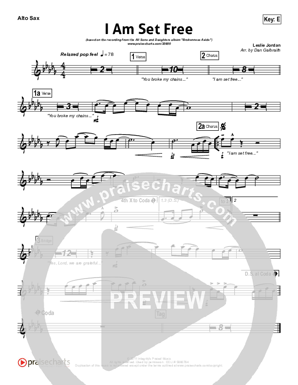 I Am Set Free Alto Sax (All Sons & Daughters)