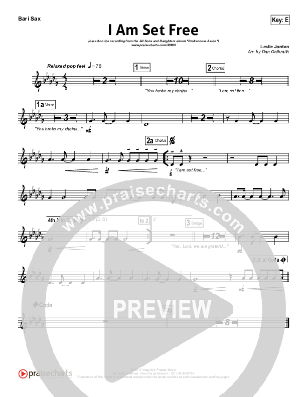 I Am Set Free Bari Sax (All Sons & Daughters)