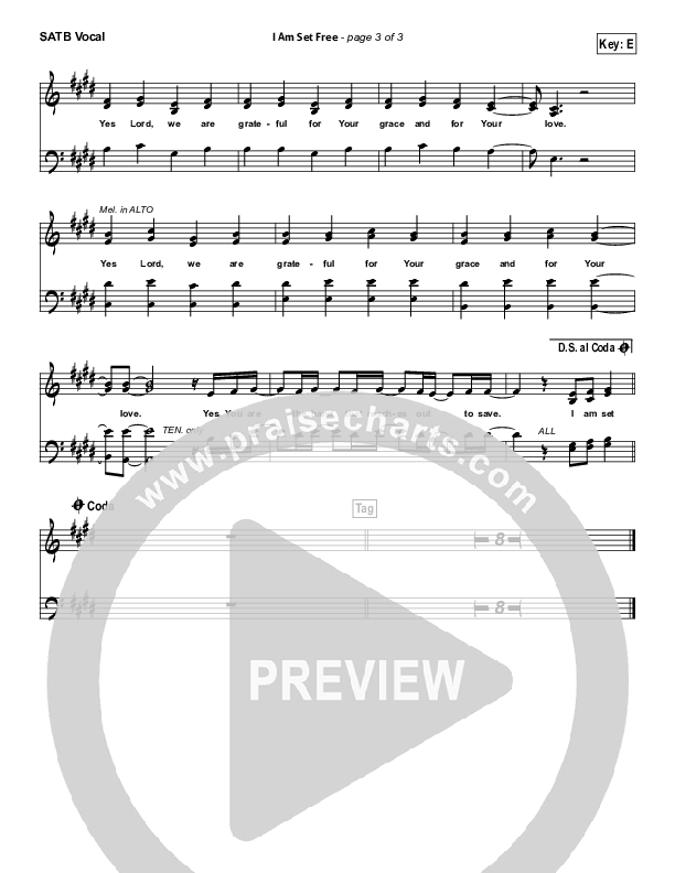 I Am Set Free Choir Sheet (SATB) (All Sons & Daughters)