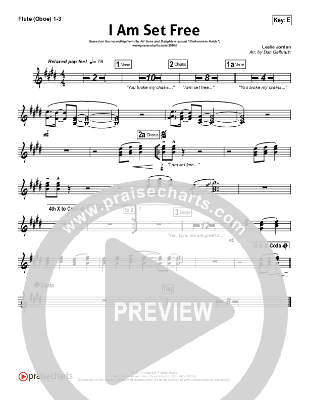 I Am Set Free Flute/Oboe 1/2/3 (All Sons & Daughters)