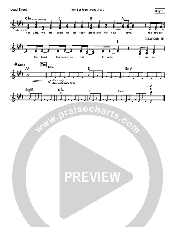 I Am Set Free Lead Sheet (SAT) (All Sons & Daughters)