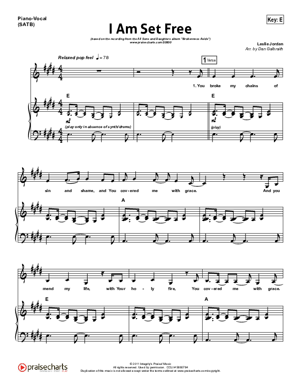 I Am Set Free Piano/Vocal (SATB) (All Sons & Daughters)