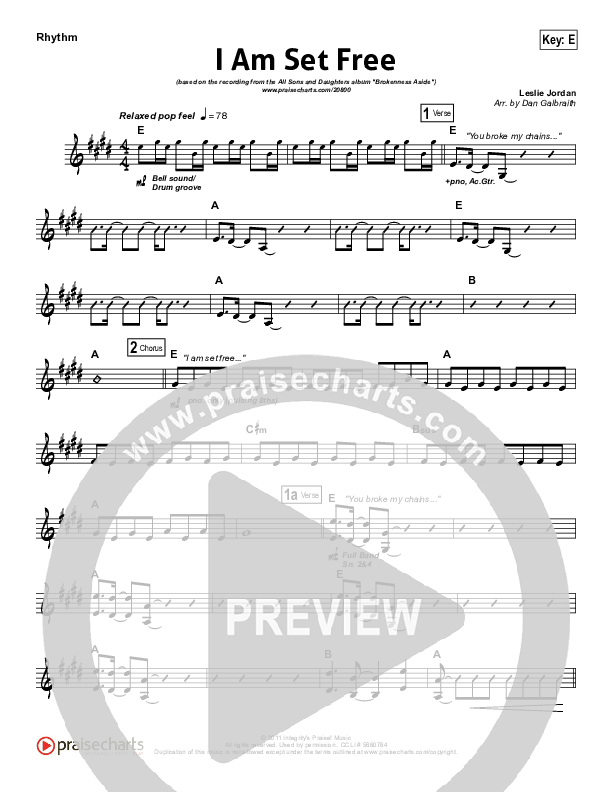 I Am Set Free Rhythm Chart (All Sons & Daughters)